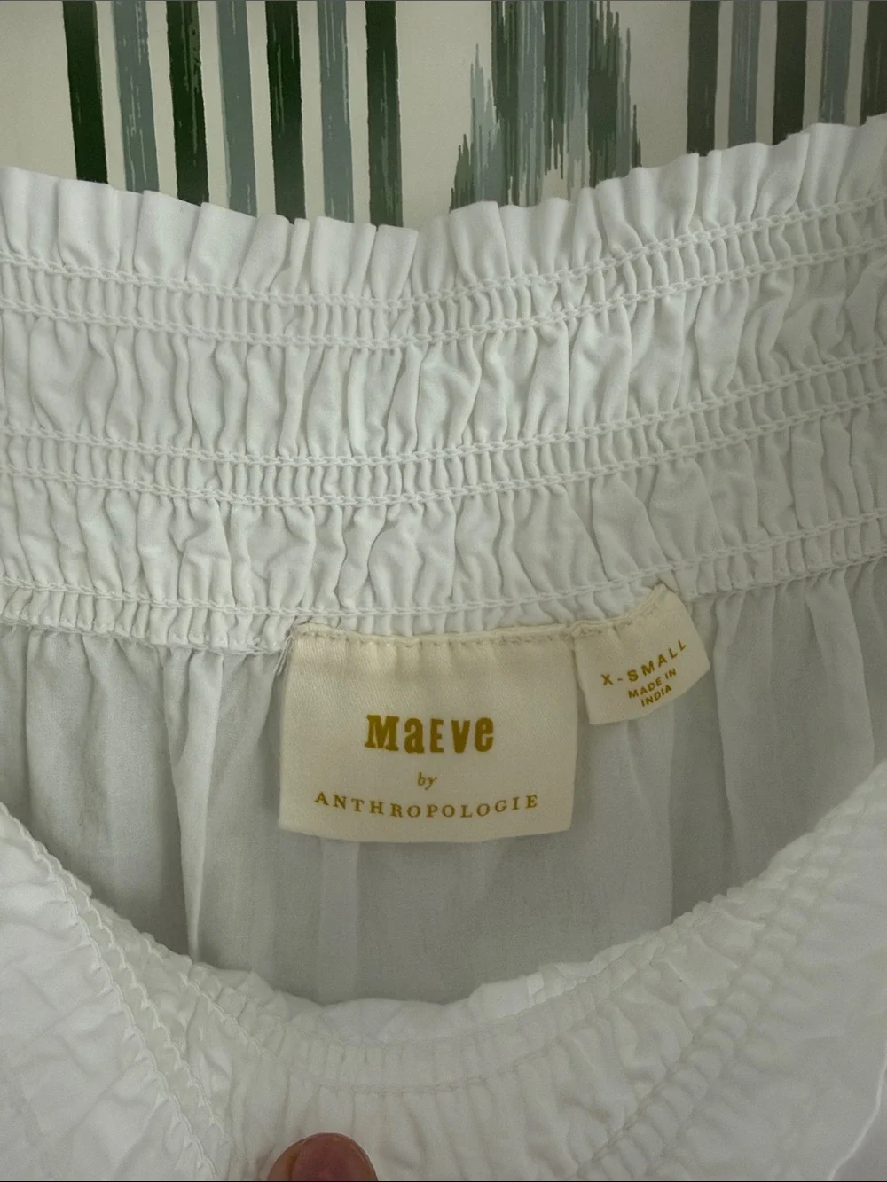 Anthropologie White Square Neck Puff Sleeve Top